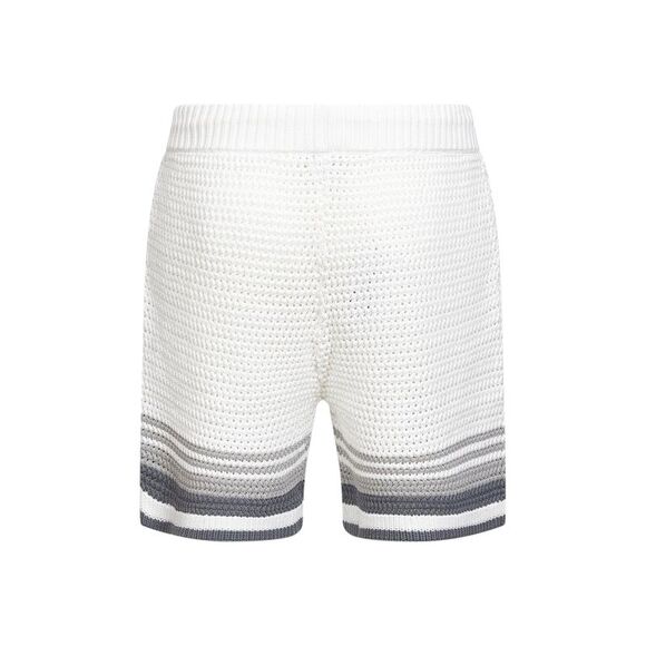Casablanca Men White And Grey Crochet Cotton Shorts